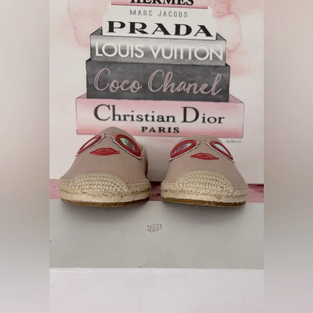 Kate Spade Geralda Glasses Espadrilles Pale Vellum K0052 Pale pink Size 9 NWOT